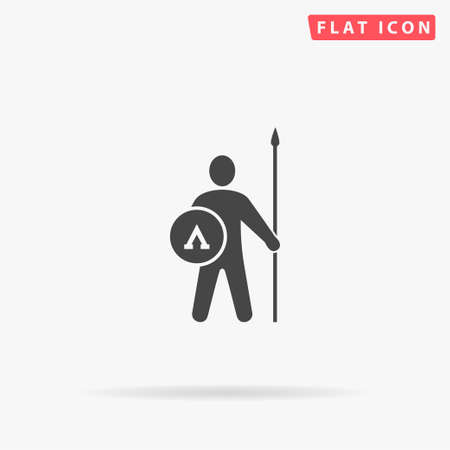 Greek Hoplite Guard flat vector icon. Hand drawn style design illustrations.のイラスト素材