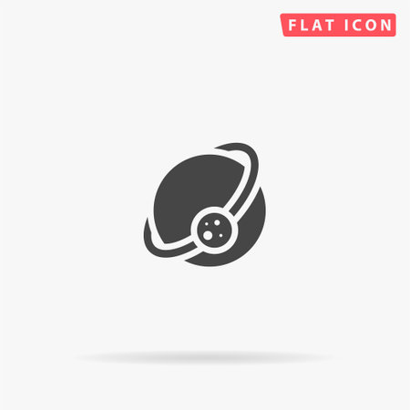 Satellite planet flat vector icon. Hand drawn style design illustrations.のイラスト素材