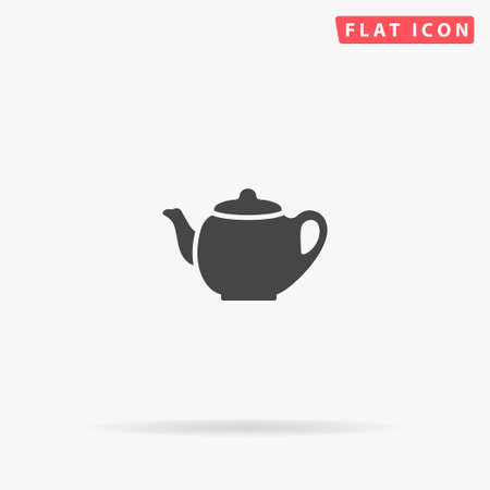 Teapot flat vector icon. Hand drawn style design illustrations.のイラスト素材
