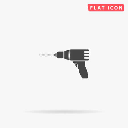 Electric screwdriver flat vector icon. Hand drawn style design illustrations.のイラスト素材