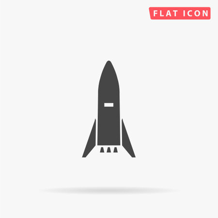 Rocket flat vector icon. Hand drawn style design illustrations.のイラスト素材