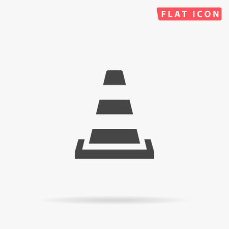 Road cone flat vector icon. Hand drawn style design illustrations.のイラスト素材
