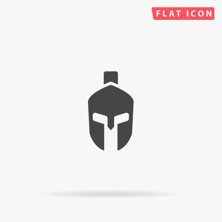 Spartan helmet flat vector icon. Hand drawn style design illustrations.のイラスト素材