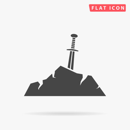 Excalibur flat vector icon. Hand drawn style design illustrations.のイラスト素材
