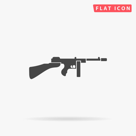 Tommy gun flat vector icon. Hand drawn style design illustrations.のイラスト素材