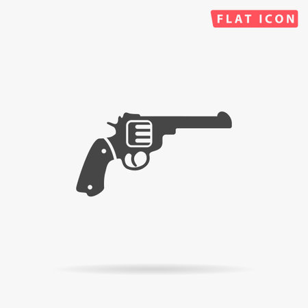 Revolver flat vector icon. Hand drawn style design illustrations.のイラスト素材