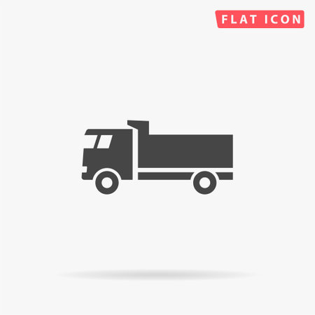 Dump truck flat vector icon. Hand drawn style design illustrations.のイラスト素材