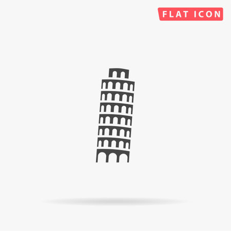Pisa tower flat vector icon. Hand drawn style design illustrations.のイラスト素材