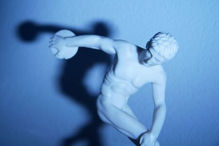 Blue discus thrower statueの写真素材
