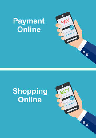 Online shopping. Payment online.Set of vector images.のイラスト素材