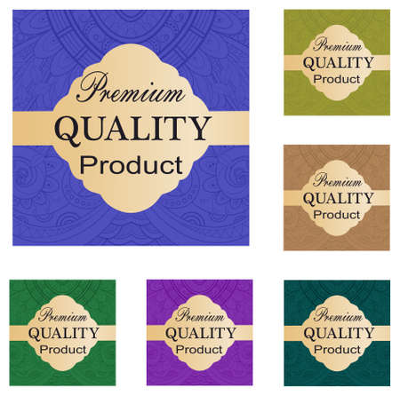 A set of colored labels "Premium quality product.のイラスト素材