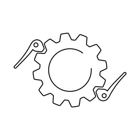 Mechanism and stopper system. Locked mechanism. Vector linear icon isolated on white background.のイラスト素材