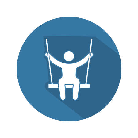Man on a swing.Round vector icon isolated on white background.のイラスト素材