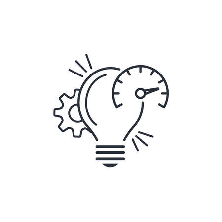 Idea, work, management, efficiency. Vector linear icon isolated on white background.のイラスト素材