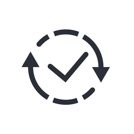 Rotation arrow and check mark. Flat vector icon isolated on white background.のイラスト素材
