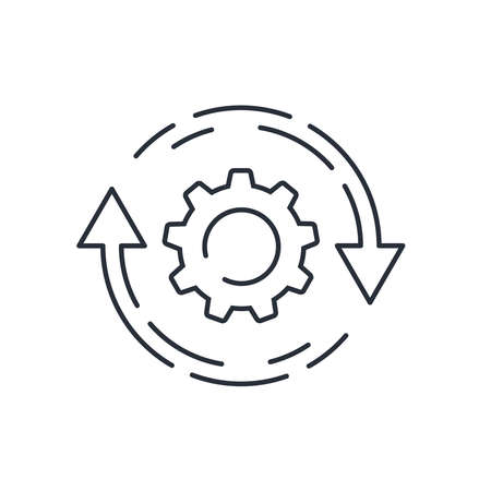 Arrow rotation and technology. Flat vector linear icon isolated on white background.のイラスト素材