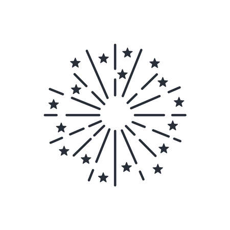 Festive victory fireworks, sparks. Vector linear icon isolated on white background.のイラスト素材