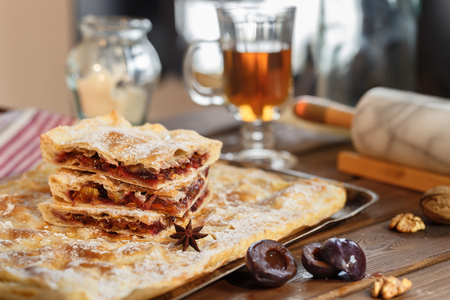 Puff pastry Plum cakeの写真素材