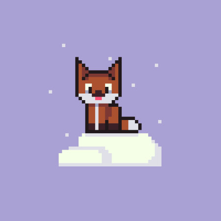 Winter cute fox with snowのイラスト素材
