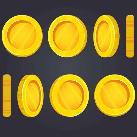 Coin turn around, animation for game and apps.Money. Vector illustrationのイラスト素材