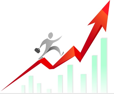 Man climbing the stairs, made of raising graphのイラスト素材