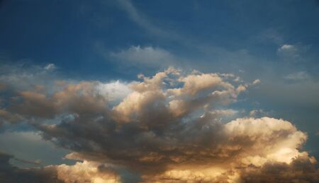 Sunset gloomy sky shined of the sun