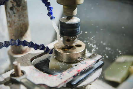 Processing of jade. industrial jewelry manufacturing. Sacred stone of Chinaの写真素材