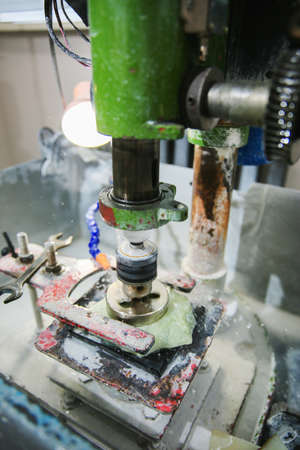 Processing of jade. industrial jewelry manufacturing. Sacred stone of Chinaの写真素材