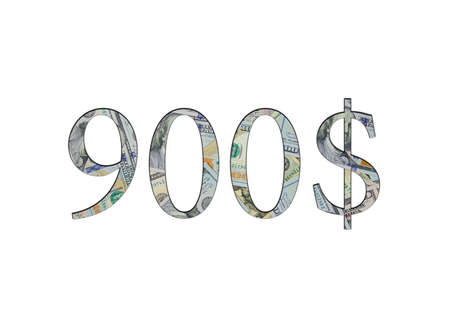 $900. US dollar banknotes. The texture of the money. isolated on white backgroundの写真素材