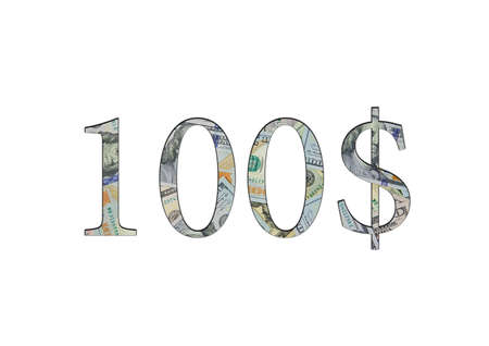 $100. US dollar banknotes. The texture of the money. isolated on white backgroundの写真素材