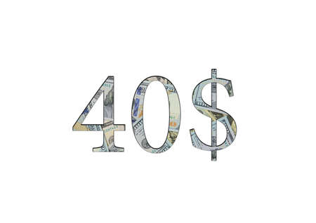 $40. US dollar banknotes. The texture of the money. isolated on white backgroundの写真素材