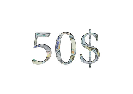 $50. US dollar banknotes. The texture of the money. isolated on white background