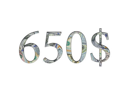 $650. US dollar banknotes. The texture of the money. isolated on white backgroundの写真素材