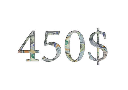 $450. US dollar banknotes. The texture of the money. isolated on white backgroundの写真素材