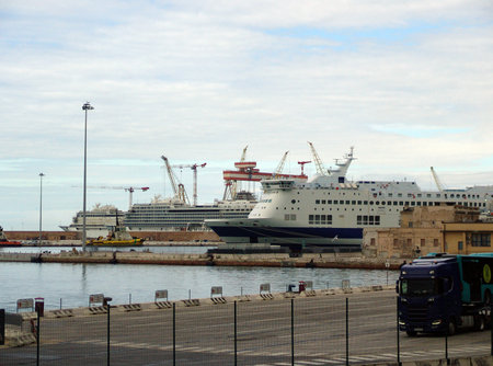 View of the Adriatic port of Ancona, Italyの写真素材