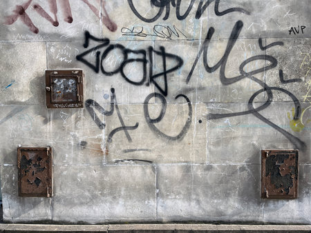 Graffiti on a wall in an urban environmentの写真素材