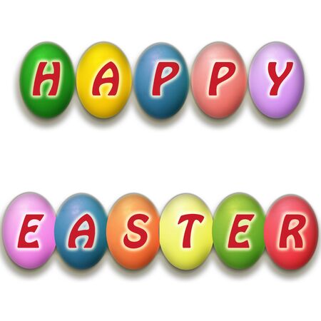 Inscription "Happy Easter" of the Easter eggsの写真素材