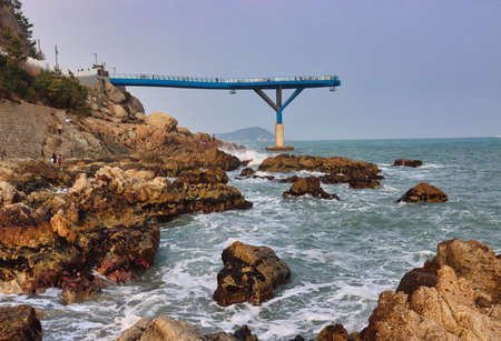 Scenery of Cheongsapo Daritdol Observatory Skywalk, Haeundae, Busan, South Korea, Asiaの写真素材