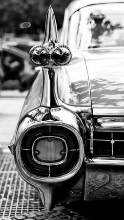 Cars Cadillac Eldorado, a fragment  black and white , the exhibition  125 car history - 125 years of history Kurfurstendamm , May 28, 2011 in Berlin, Germanyのeditorial素材