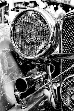 Roadster Jaguar SS 100, a fragment,  Black and White , the exhibition  125 car history - 125 years of history Kurfurstendamm , May 28, 2011 in Berlin, Germanyのeditorial素材