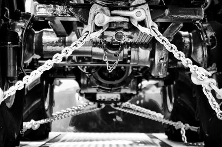 A fragment of a tractor Dutra D4K and method of attachment to the trailer, the exhibition  125 car history - 125 years of history Kurfurstendamm , May 28, 2011 in Berlin, Germanyのeditorial素材