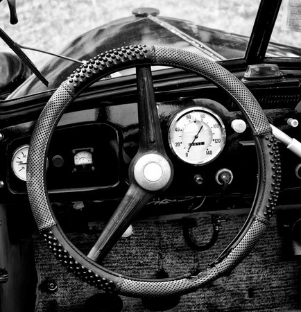 Cab retro car  Black-White ,  The oldtimer show  in MAFZ, May 26, 2012 in Paaren im Glien, Germanyのeditorial素材