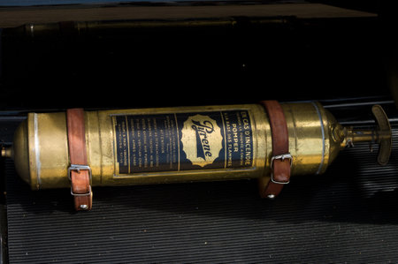 Car fire extinguisher Pyrene, a car Ford A,  The oldtimer show  in MAFZ, May 26, 2012 in Paaren im...