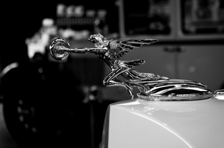 Emblem the car Packard, Goddess of Speed â€‹â€‹ Donuts Chaser ,  The oldtimer show  in...