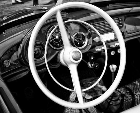 Cab Skoda Felicia Cabrio  Black and White ,  The oldtimer show  in MAFZ, May 26, 2012 in Paaren im...