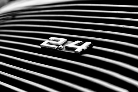 BERLIN, GERMANY - MAY 11  Air vents the engine compartment Porsche 911 Targa 2,4 T close-up,  Black...