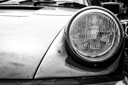 BERLIN - MAY 11  Detail of a Porsche 911 SC  black and white , 26th Oldtimer-Tage Berlin-Brandenburg, May 11, 2013 Berlin, Germanyのeditorial素材