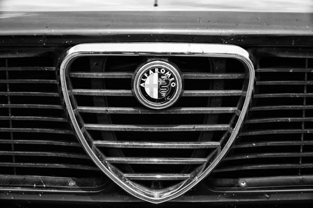 BERLIN - MAY 11: Emblem Alfa Romeo GTV6, 26th Oldtimer-Tage Berlin-Brandenburg, May 11, 2013 Berlin, Germanyのeditorial素材