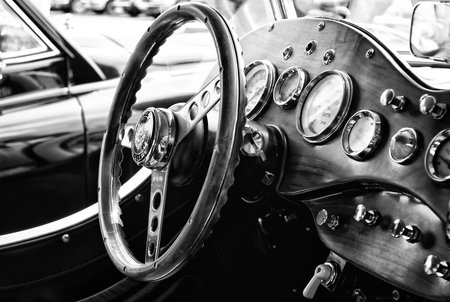 BERLIN - MAY 11: Cab car Jaguar SS-100 roadster (black and white), 26th Oldtimer-Tage...
