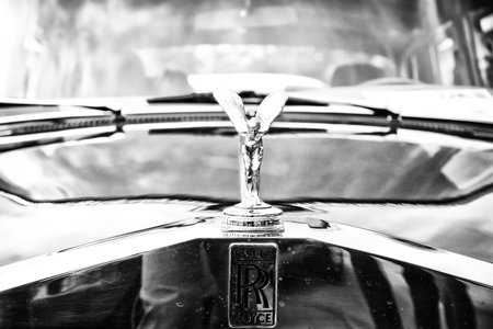 BERLIN - MAY 11: The emblem of Rolls-Royce, Spirit of Ecstasy (Black and White), 26th Oldtimer-Tage Berlin-Brandenburg, May 11, 2013 Berlin, Germanyのeditorial素材